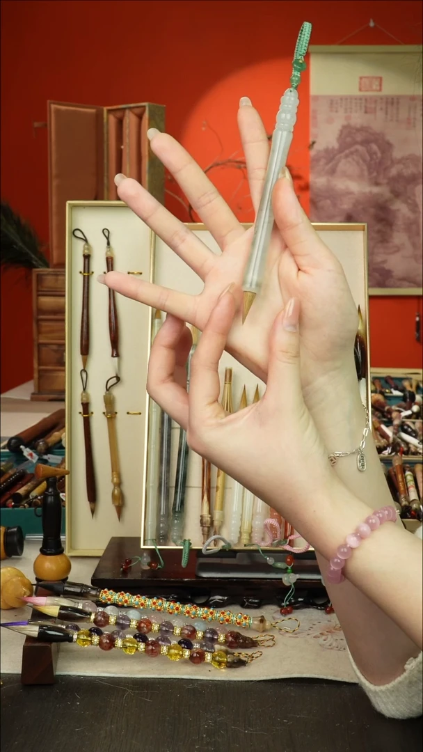 395号闪孤品高货毛笔链接 清水试笔 蘸墨不退