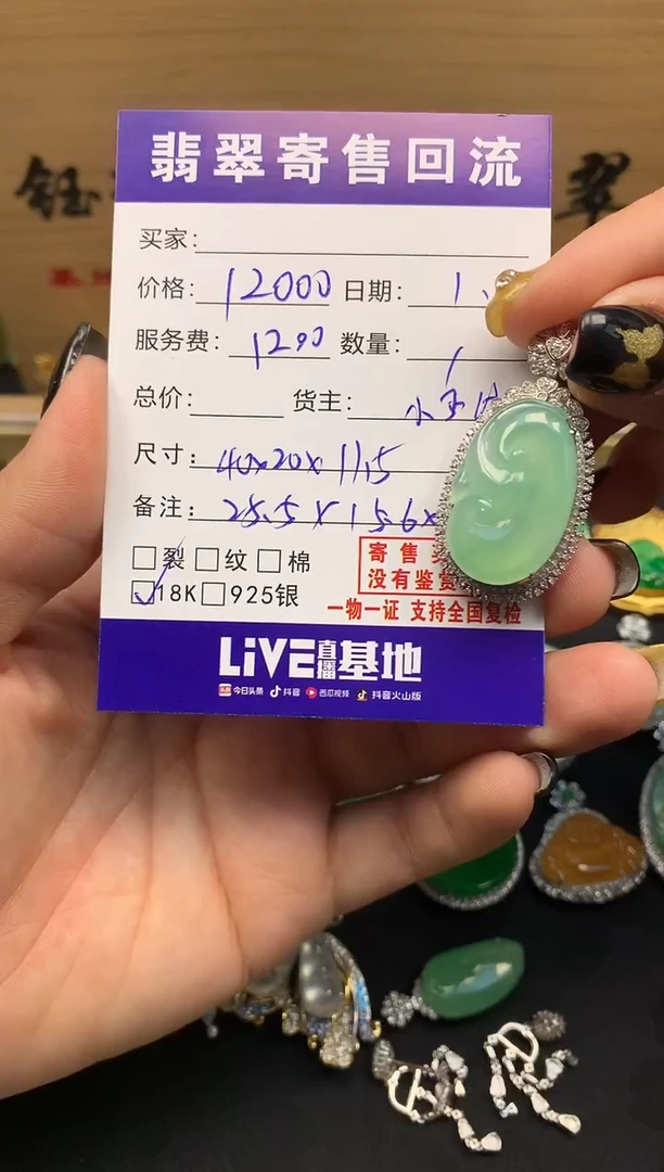 颈饰18K金镶嵌翡翠天然缅甸A货翡翠