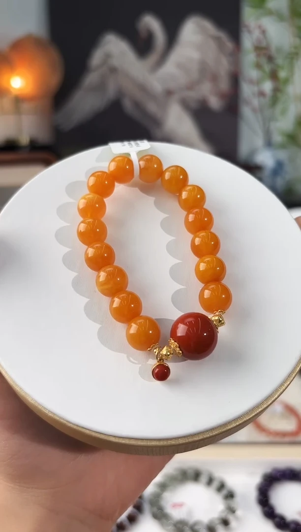 手串蜜蜡银S925镶嵌MJJMJ4715蜜蜡手串原创设计多样性发一