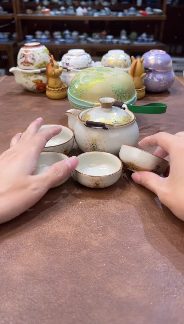 真的很便宜超好看会开片的旅行茶具