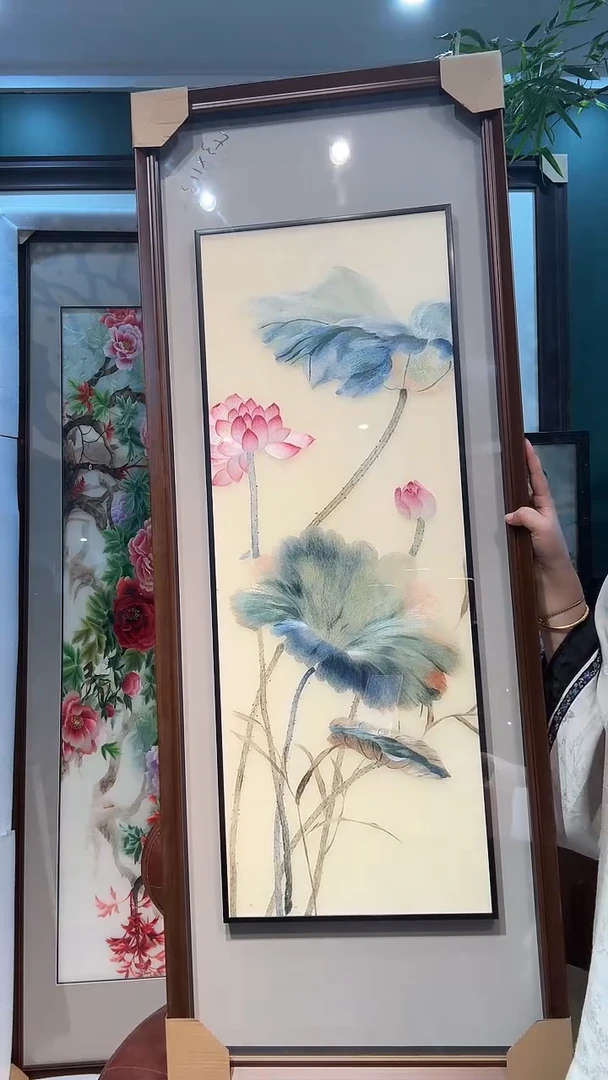 竖款非遗苏绣手工刺绣装饰画不包邮