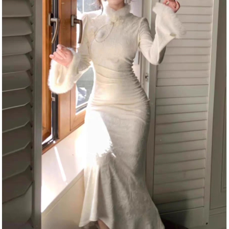 A02国风新款日常减龄款改良新中式气质高端复古遮肉连衣裙女