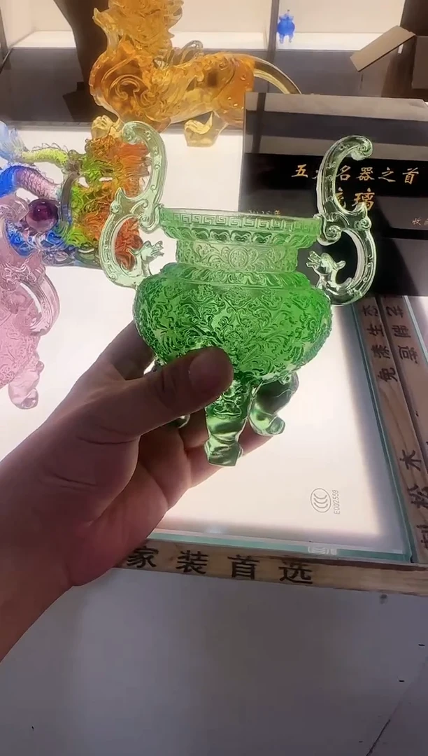 手工艺品琉璃绿色香炉
