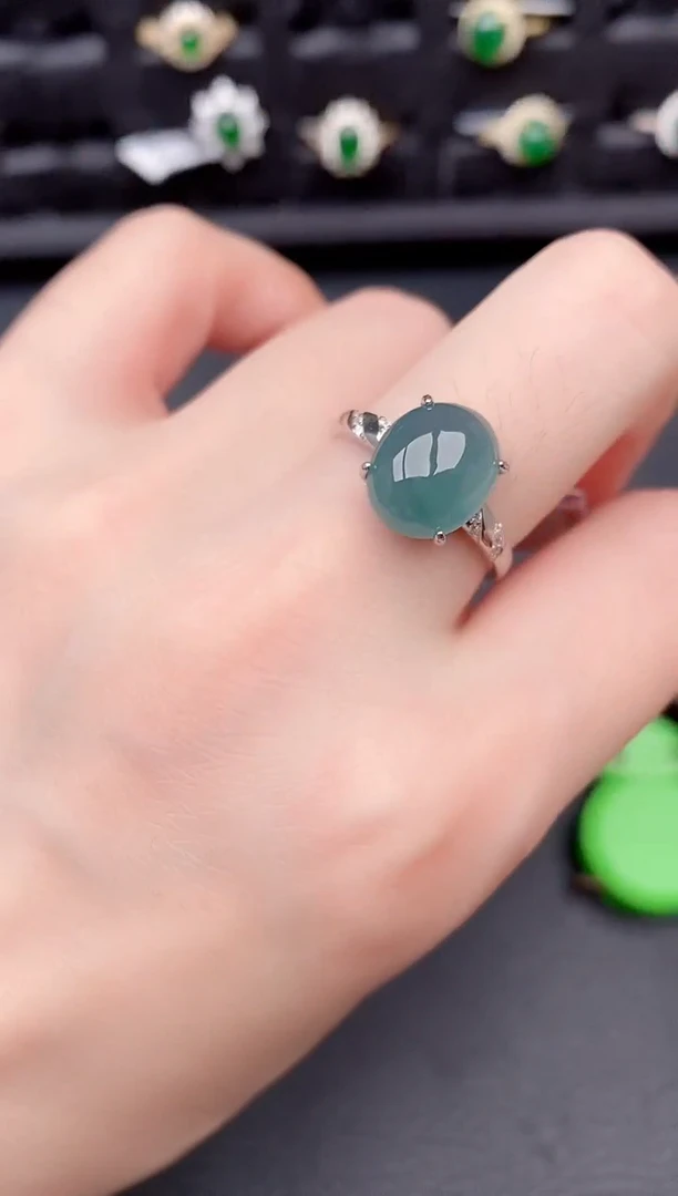 银S925镶嵌戒指翡翠天然a货翡翠184