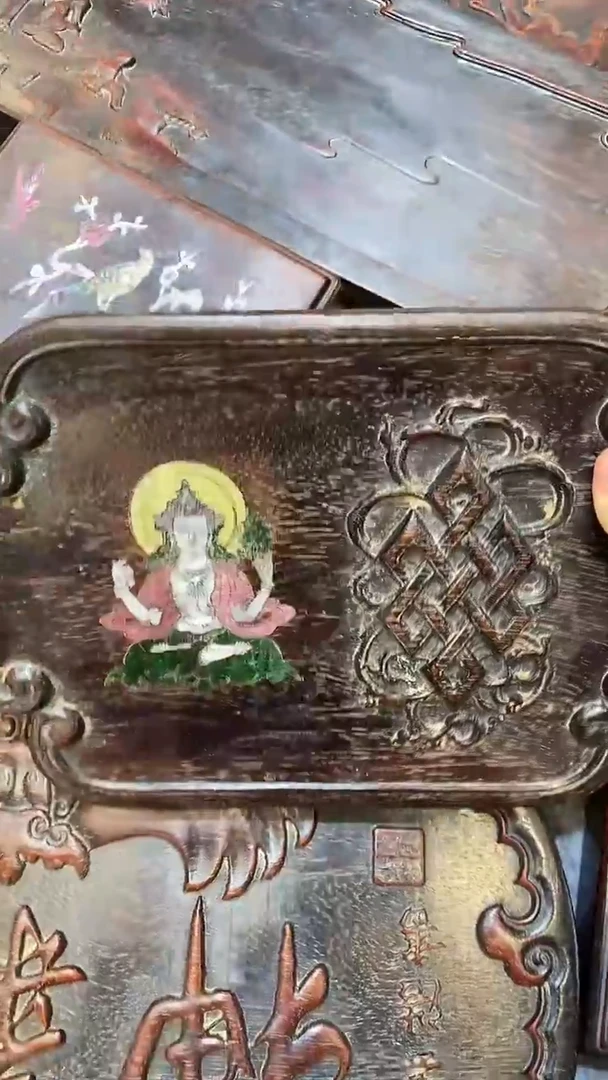 木紫檀木雕刻板一物一拍