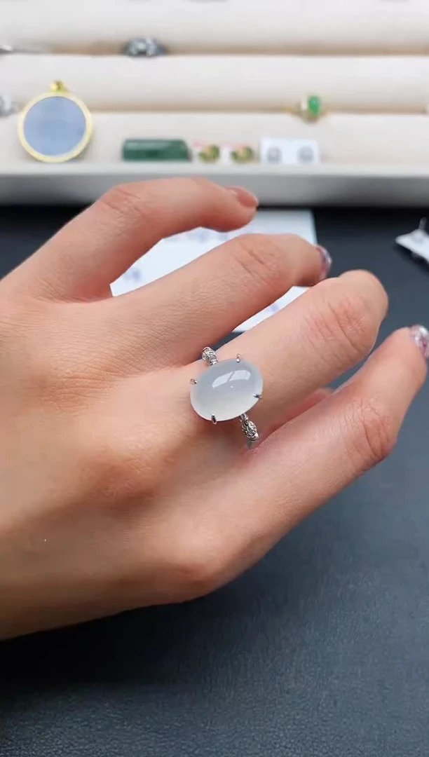 银S925镶嵌戒指翡翠3333333+7