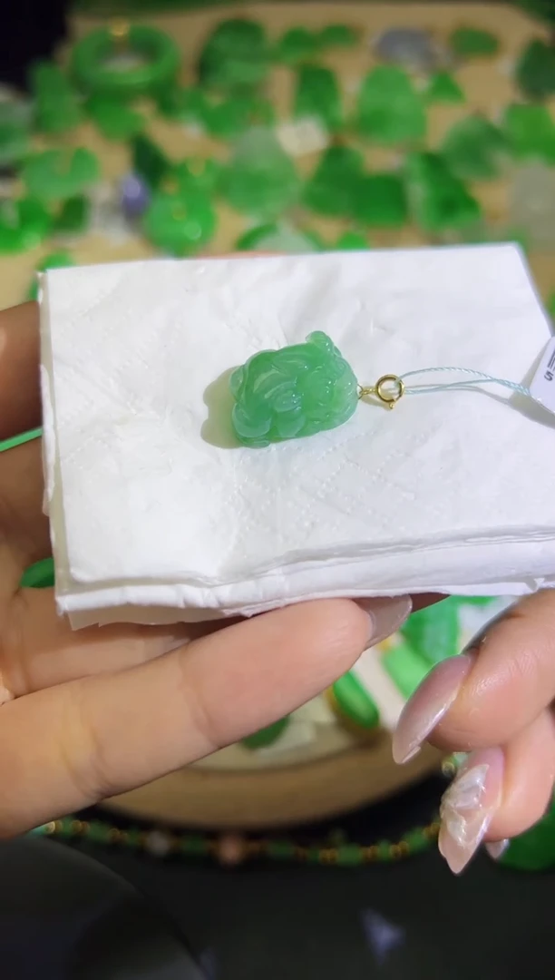 【闪购商品】翡翠颈饰18K金镶嵌Q缅料A货翡翠/支持复检/一件