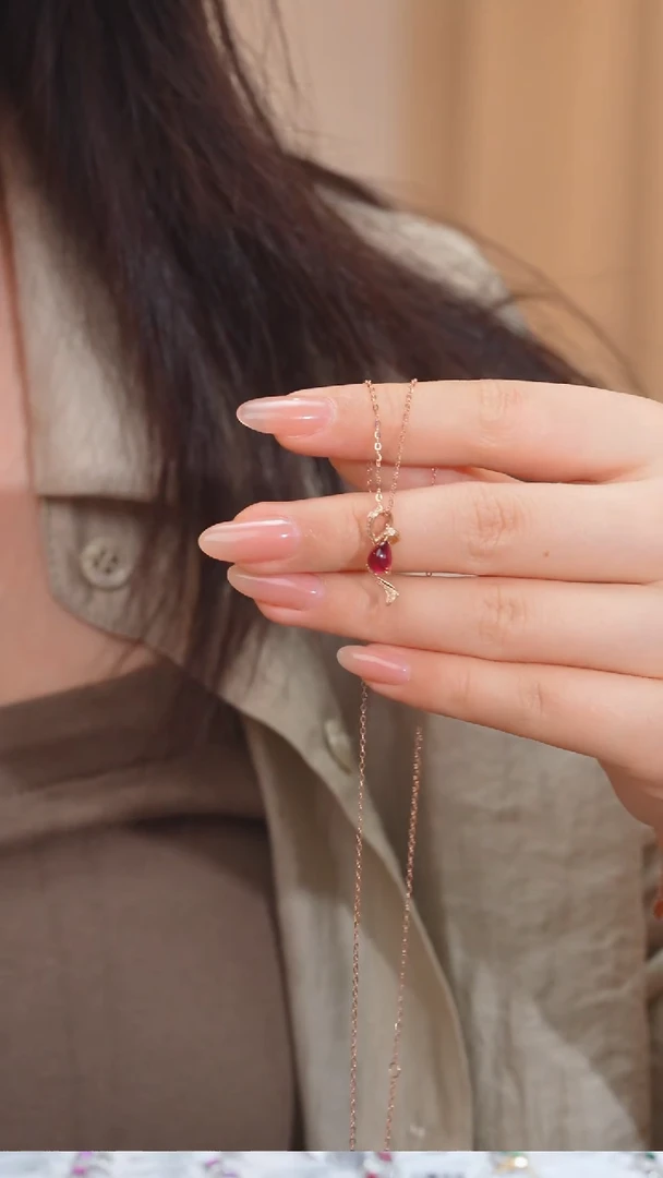 项链18K金镶嵌碧玺1ct@@S1985