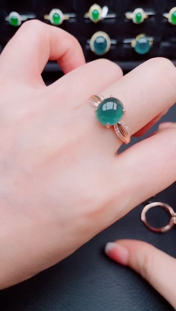 翡翠戒指银S925镶嵌天然a货翡翠18