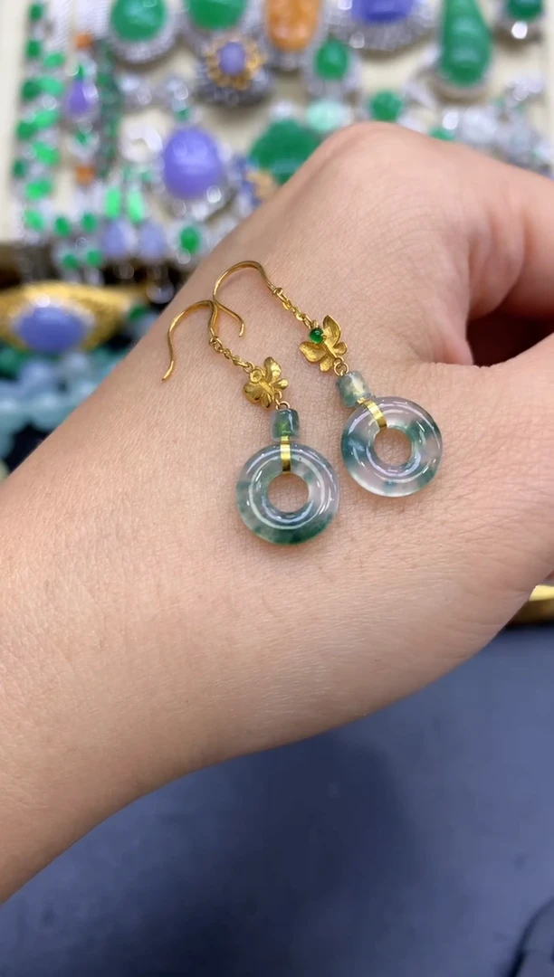 18K金镶嵌翡翠耳饰416-中国好珍宝