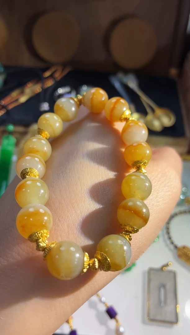 18K金镶嵌手链翡翠手串