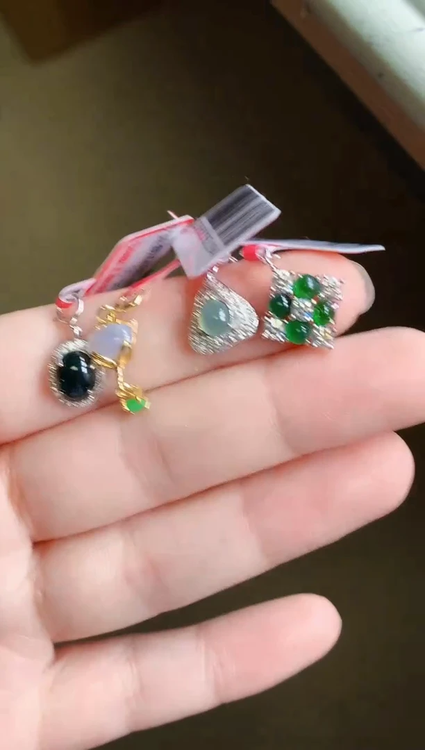 银S925镶嵌戒指翡翠天然A货缅甸翡翠