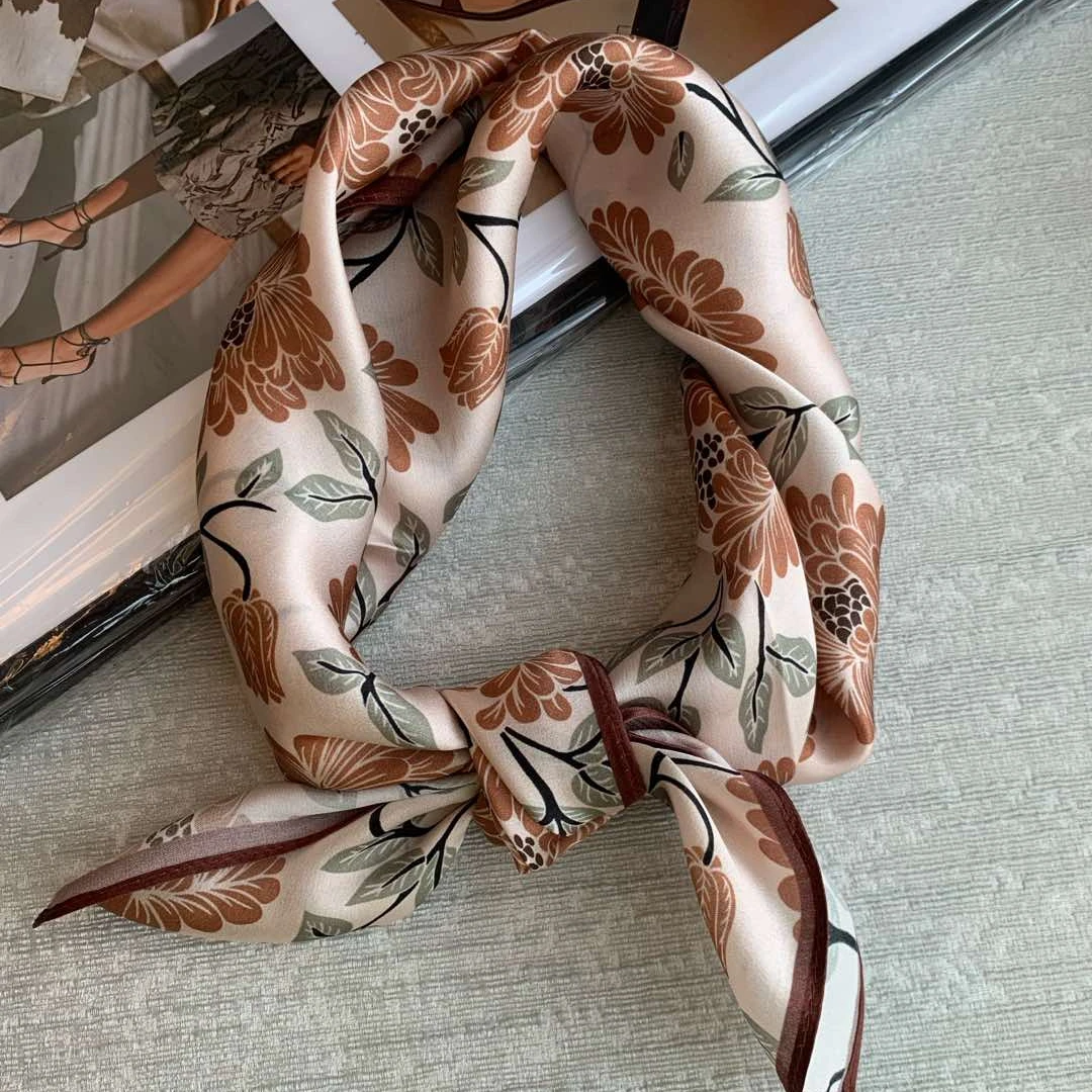 上海故事暮色山菊65*65桑蚕丝时尚气质女士真丝100%桑蚕丝丝巾