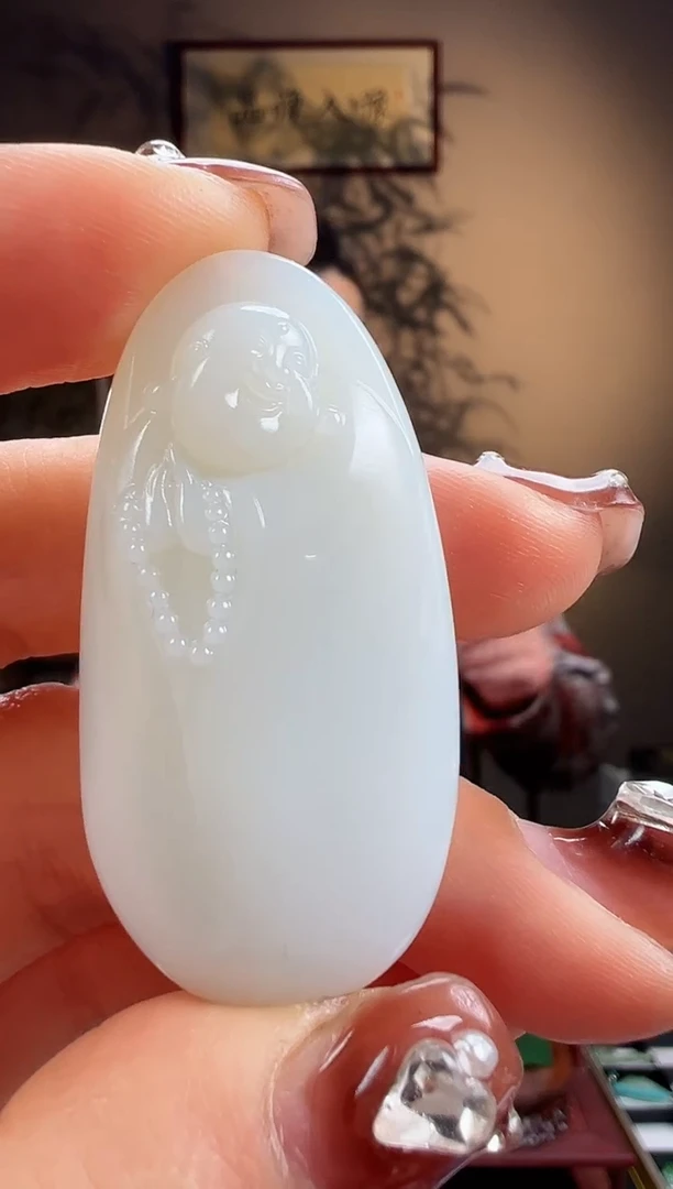 【闪购商品】和田玉吊坠未镶嵌羊脂白玉弥勒佛J2618