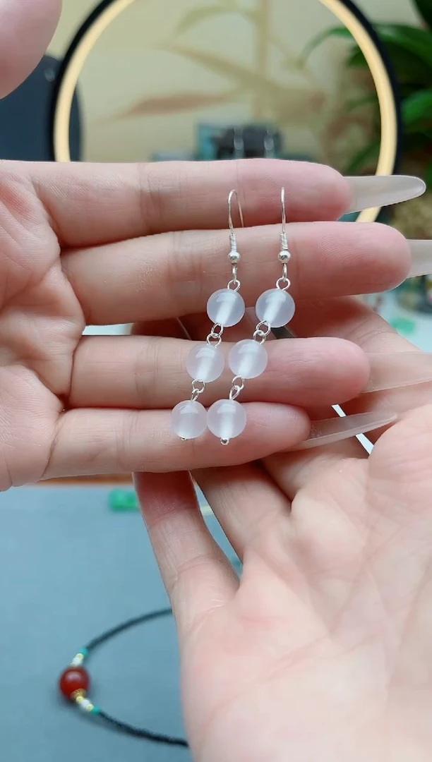 玛瑙/玉髓耳饰银S925镶嵌1058