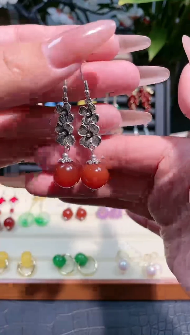 【闪购商品】南红玛瑙耳饰银S925镶嵌601000