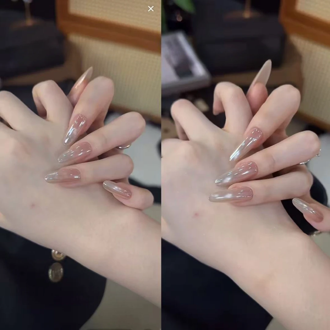 【沐光】超亮猫眼渐变新款手工穿戴甲纯手工高级感显白简约百搭美甲