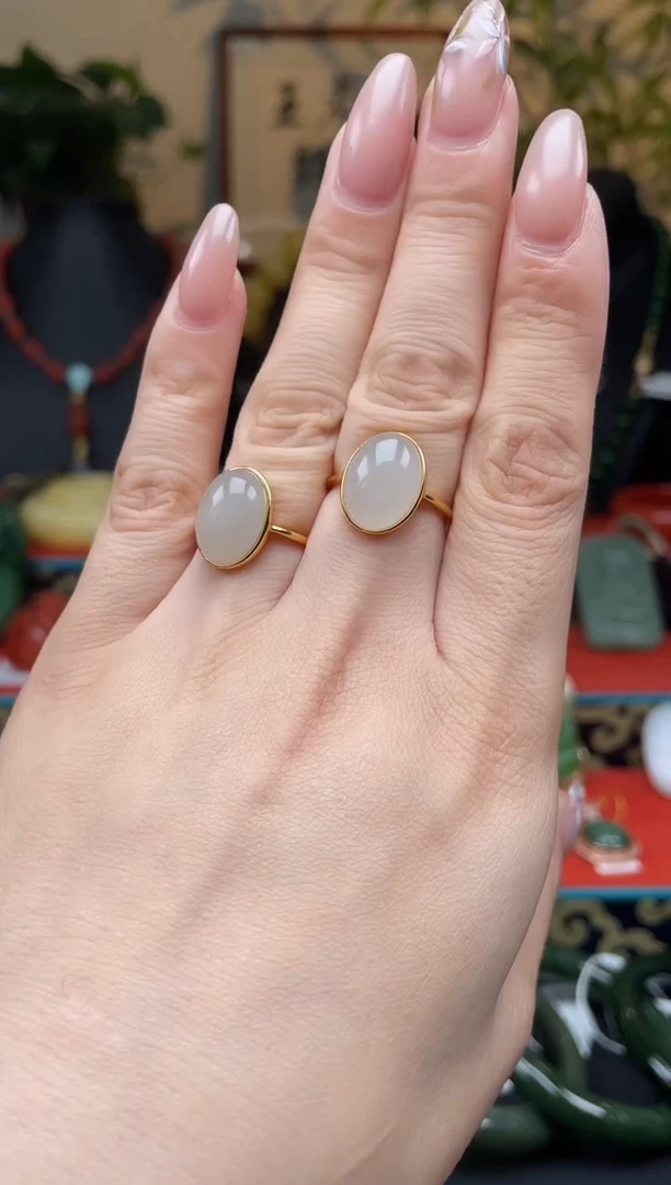 和田玉戒指银S925镶嵌戒指f124多样性发其一