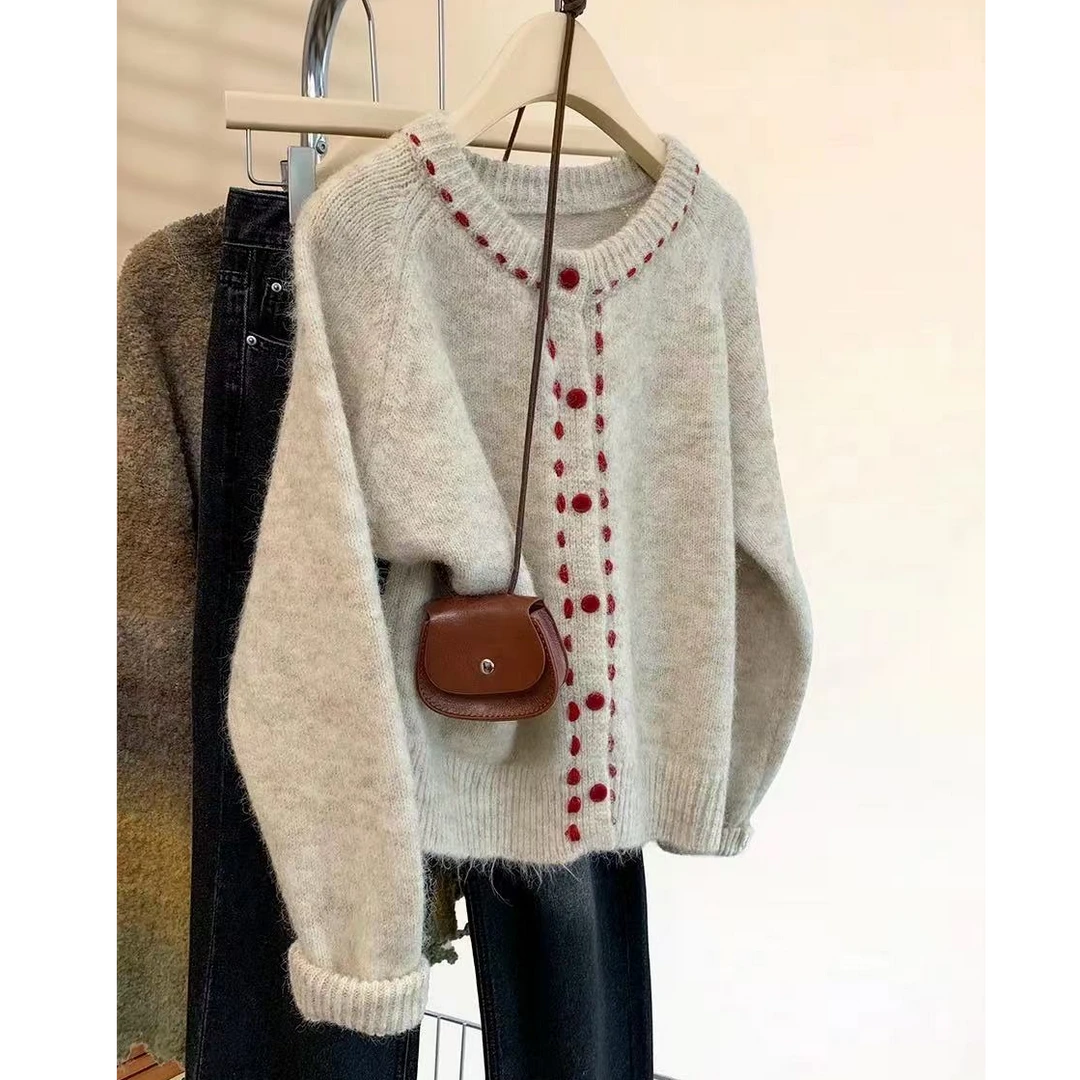 【zonefive】软糯加厚毛衣外套秋冬新款设计感外穿慵懒针织开衫上衣