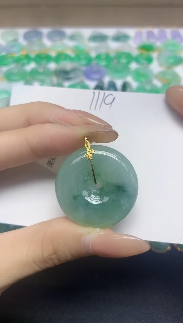 颈饰18K金镶嵌翡翠天然缅甸翡翠A货翡翠百元以上9元证书费自理