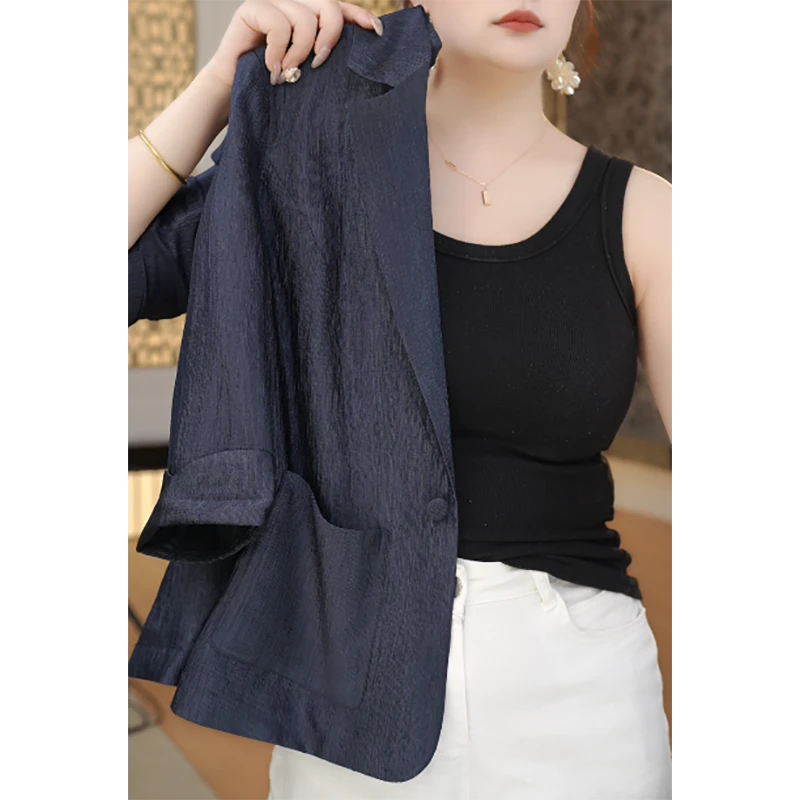 2025夏季新款高端洋气显贵气修身百搭西装领外套