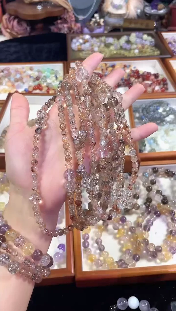 未镶嵌手串水晶天然高品满发丝黑金超七双圈手串多样发一