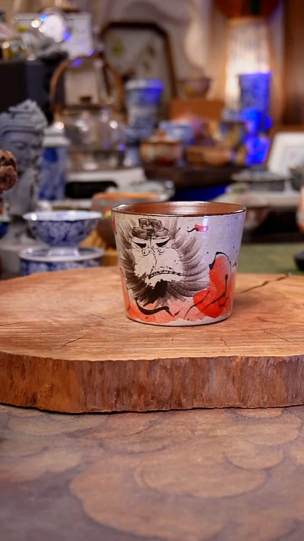 杯子陶钟馗景德镇手工手绘