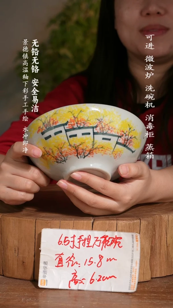 碗陶瓷景德镇高温瓷釉下彩手绘陶瓷