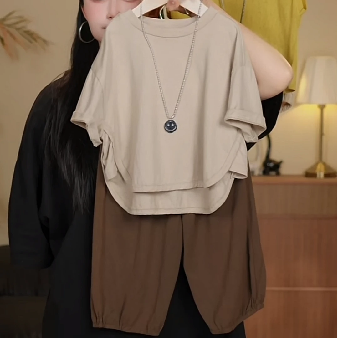 25年夏季新款儿童短袖上衣 TXB25188 纯色韩系设计师款短袖T