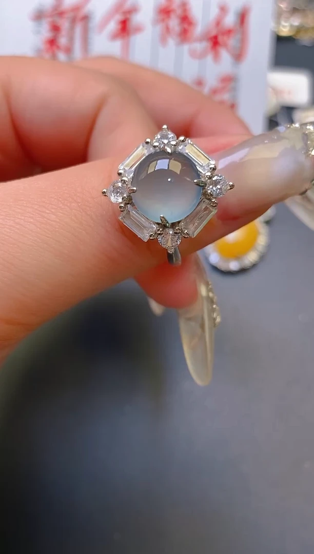 【闪购商品】翡翠耳饰银S925镶嵌天然A货翡翠1