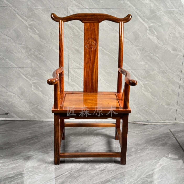 进口绿心檀家用茶桌茶台主人椅全实木官帽椅太师椅
