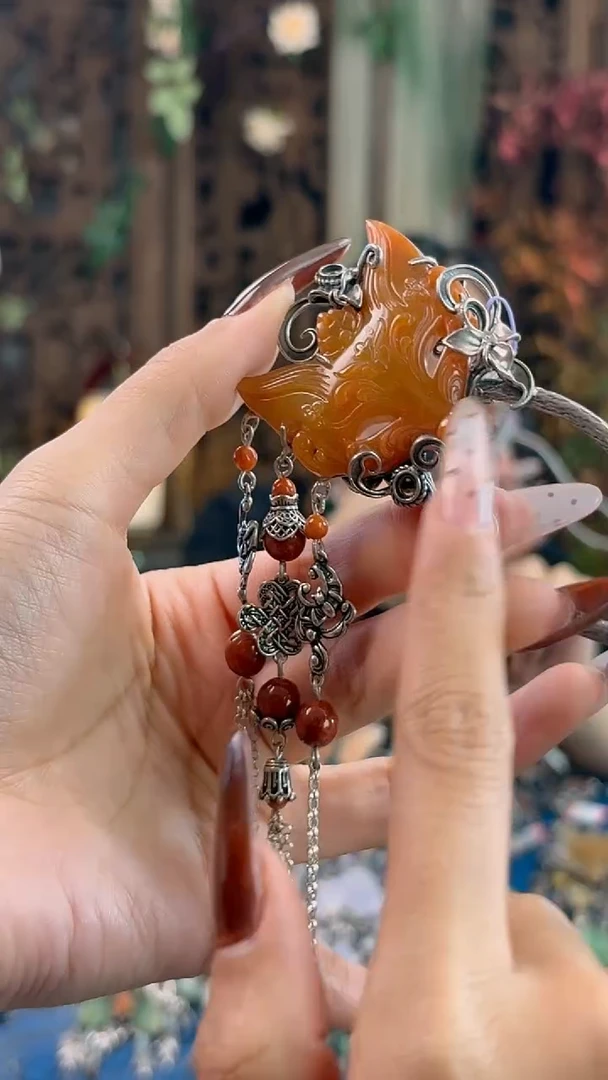 银S925镶嵌挂件翡翠发簪