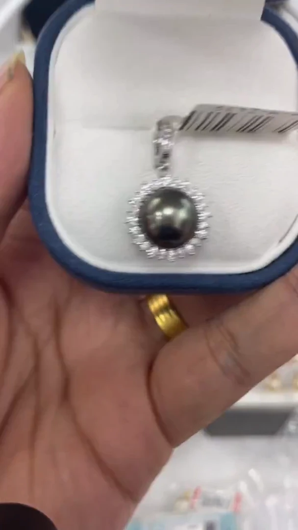 银S925镶嵌吊坠海水珍珠大溪地