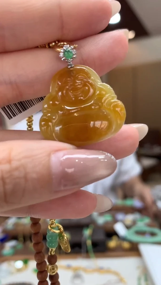 吊坠(不含链)18K金镶嵌翡翠佛公