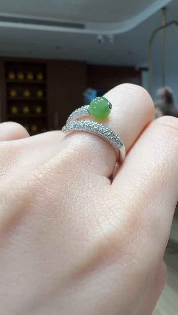 银S925镶嵌戒指和田玉戒指