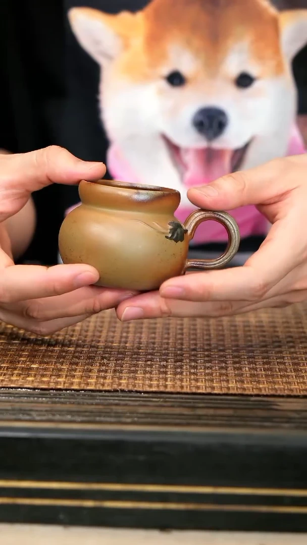 茶壶紫砂31《葫芦把杯》柴烧