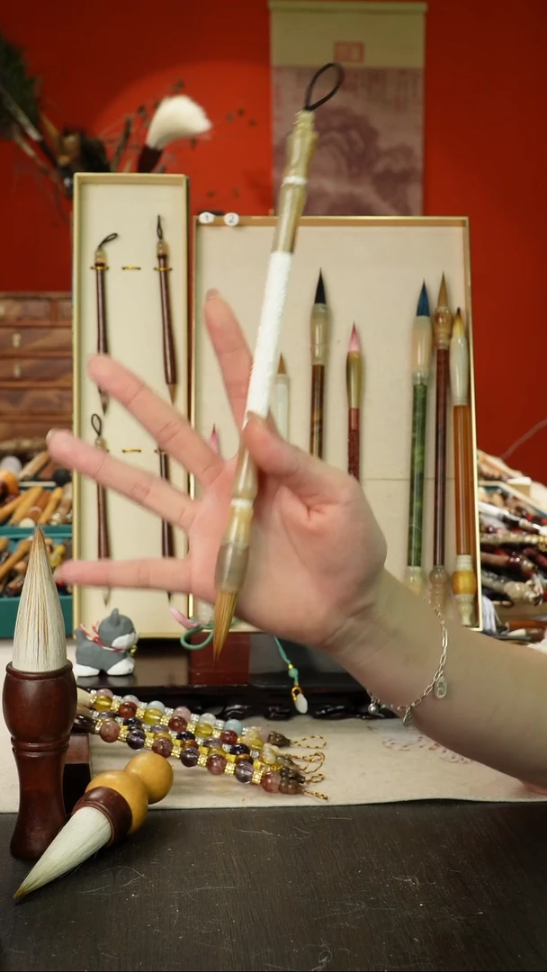 30号孤品高货毛笔链接 清水试笔 蘸墨不退