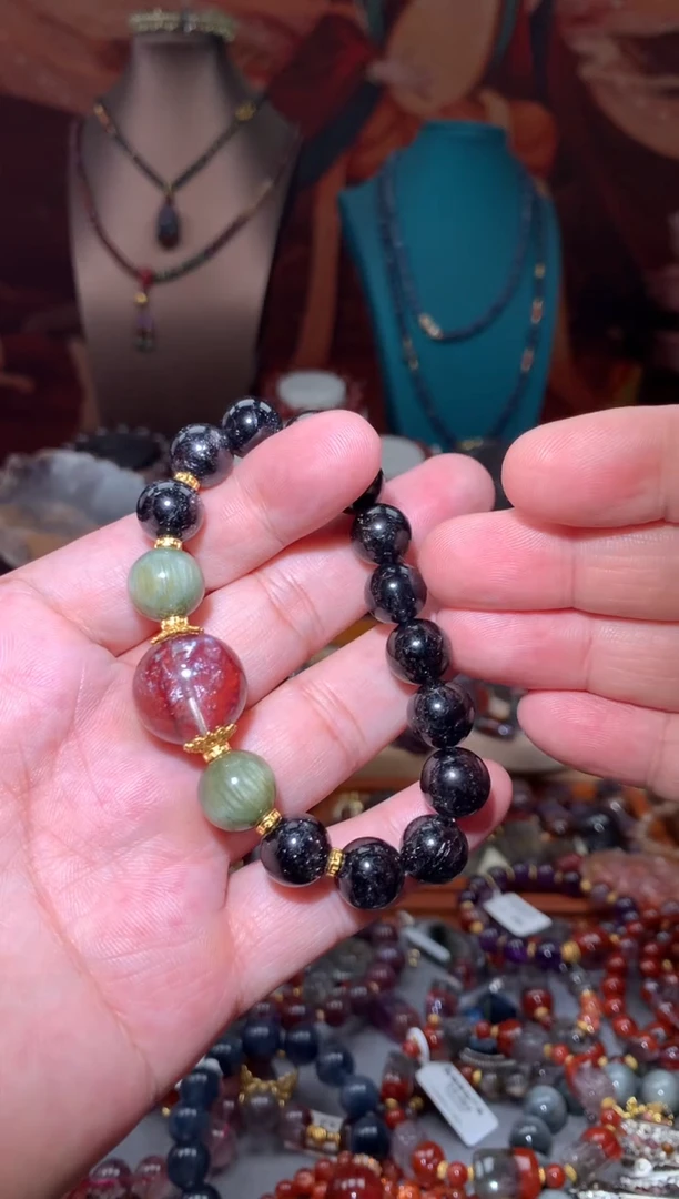 未镶嵌珠宝半成品水晶黑发晶DIY手串