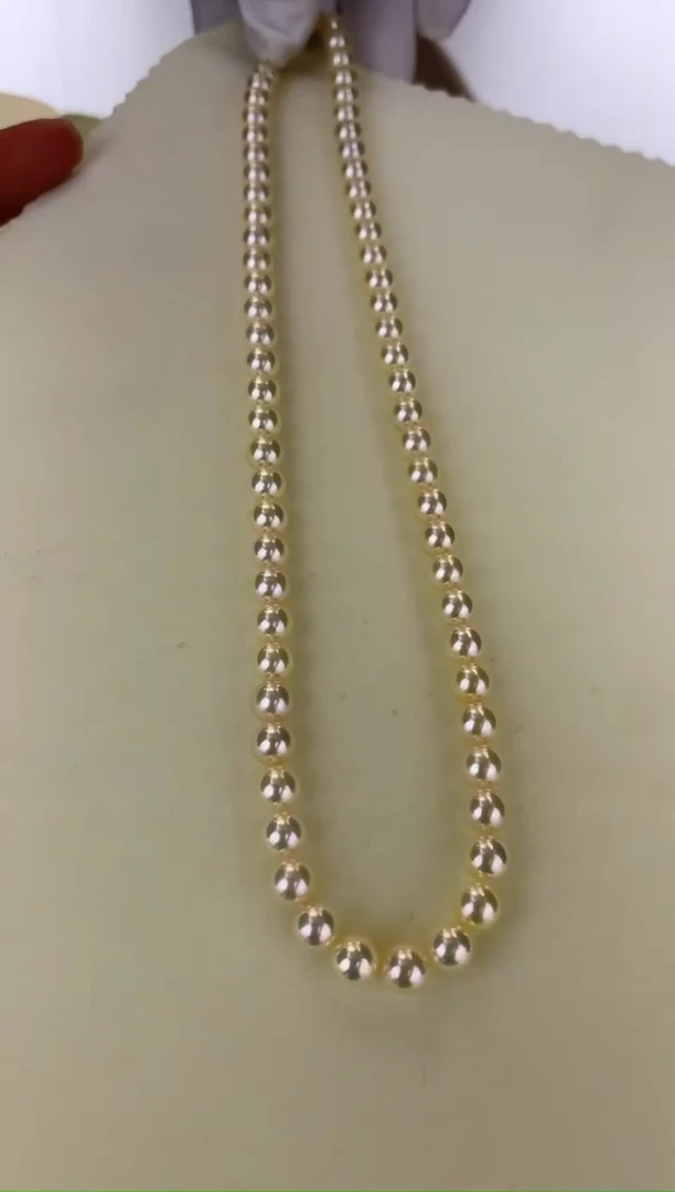 银S925镶嵌DA海水珍珠 GD021 6-6.5 羽皇金串链