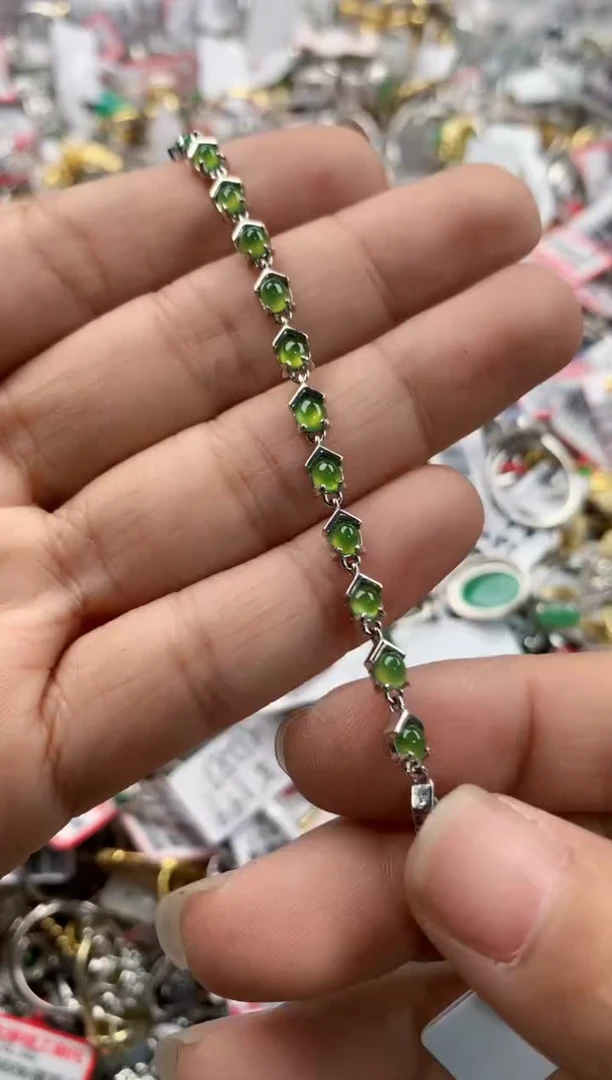 银S925镶嵌戒指翡翠444            2