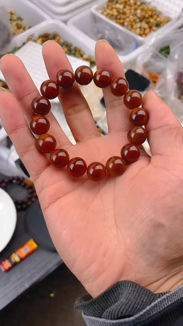 【闪购商品】菩提根/象牙果吊坠深色栗子单圈手串