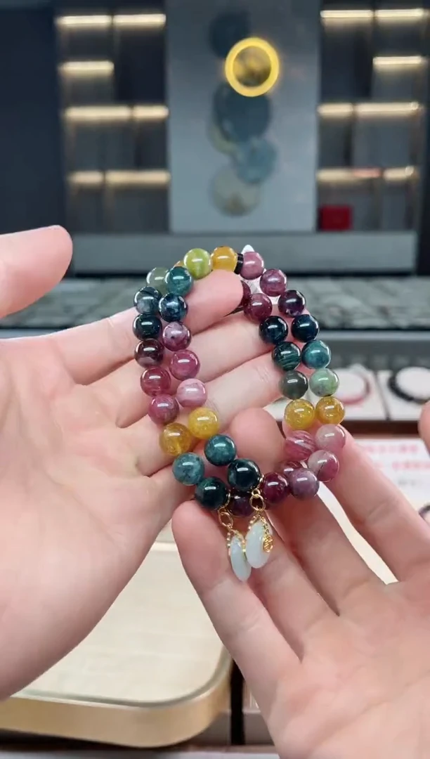 未镶嵌老矿碧玺彩虹单圈手串9mm+碧玺多样性发一条xion