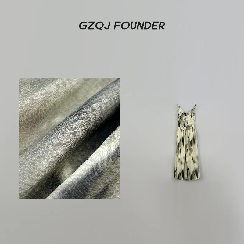 老琴私服【水墨牧歌】苎麻天丝宽松气质扎染吊带连衣裙夏季71096