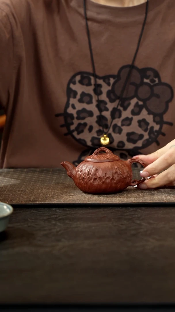 茶壶紫砂红降坡龙供春150cc
