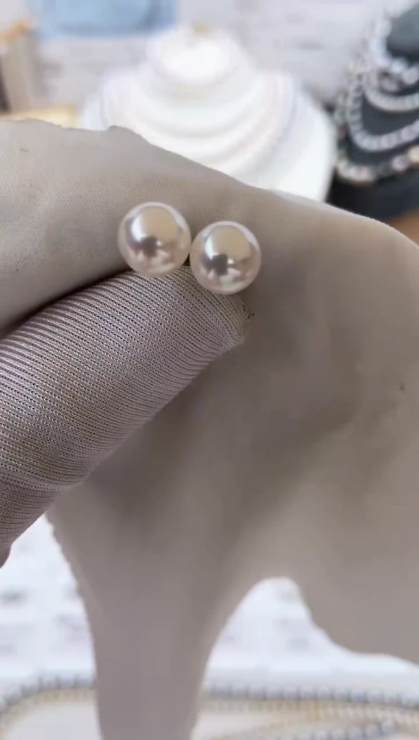 【闪购商品】海水珍珠耳饰18K金镶嵌特选福利7.5-8mm不退不换