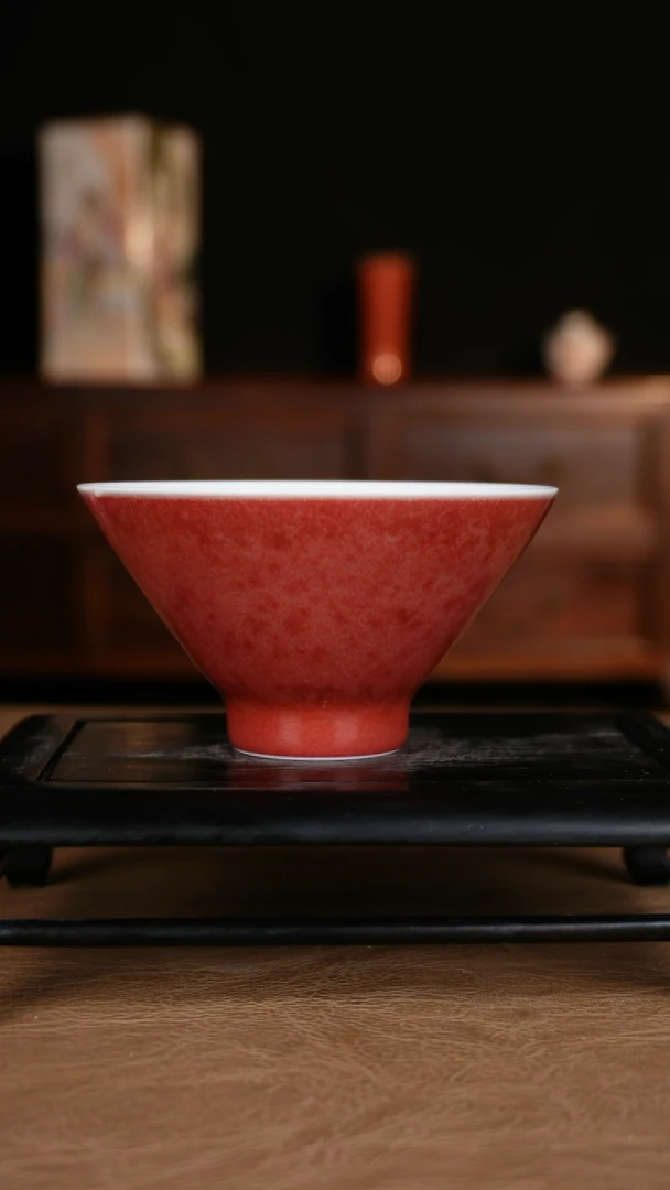 杯子豇豆红景德镇纯手工陶瓷