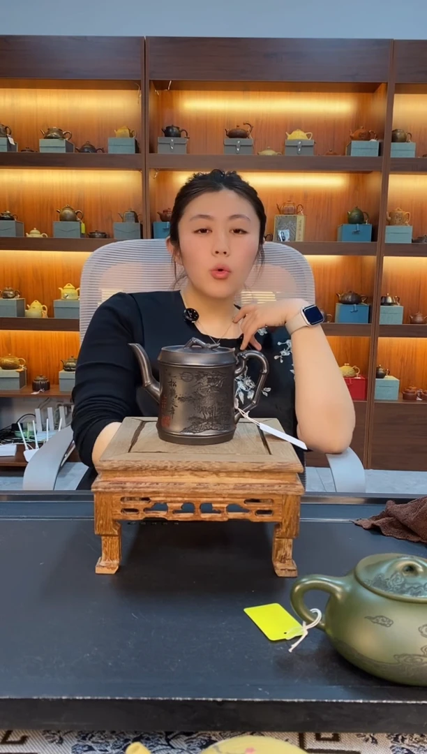 茶壶紫砂松鹤延年高竹段 石黄 实力派艺人