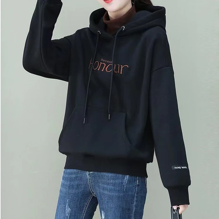 【飞燕】001#加绒加厚连帽半高领卫衣2024年秋冬款新款时尚衣长62