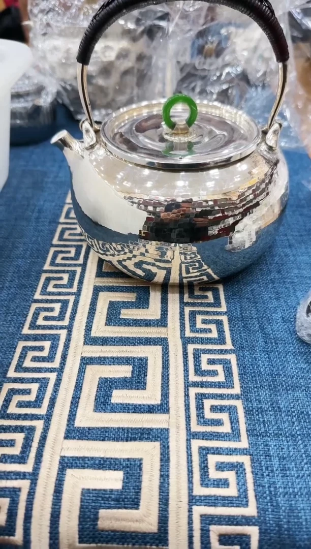 【闪购商品】足银999锤纹提梁单环提梁烧水壶