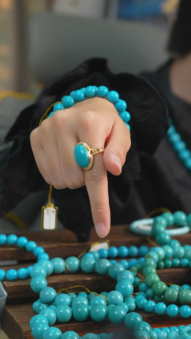 18K金镶嵌绿松石戒指多样性发一